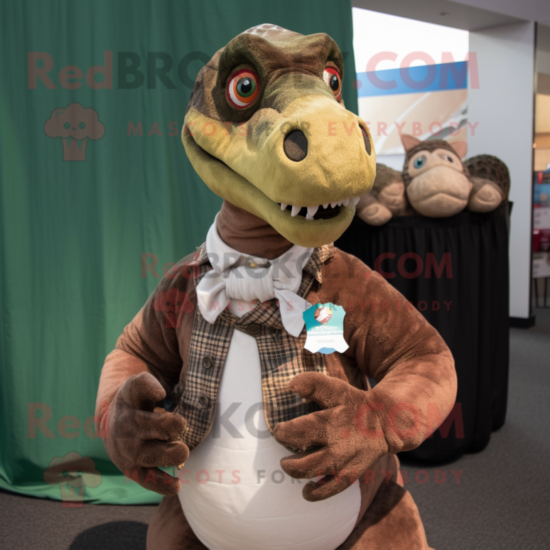 nan Utahraptor mascot costume character dressed with a Poplin Shirt and Coin purses nan Utahraptor mascot costume character dressed with a Poplin Shirt and Coin purses