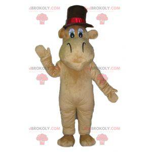 Brown camel hippopotamus mascot with a big hat - Redbrokoly.com