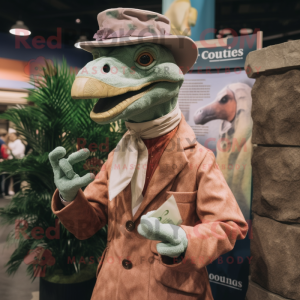 nan Utahraptor mascot costume character dressed with a Poplin Shirt and Coin purses