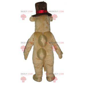 Brown camel hippopotamus mascot with a big hat - Redbrokoly.com