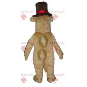 Mascotte d'hippopotame de chameau marron avec un grand chapeau