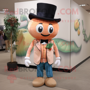 Peach Graveyard mascot costume character dressed with a Bootcut Jeans and Tie pins