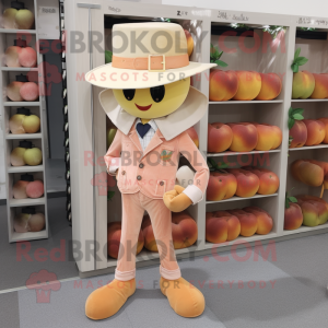 Peach Graveyard mascot costume character dressed with a Bootcut Jeans and Tie pins