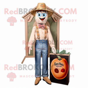 Peach Graveyard mascot costume character dressed with a Bootcut Jeans and Tie pins