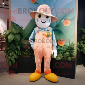 Peach Graveyard mascot costume character dressed with a Bootcut Jeans and Tie pins