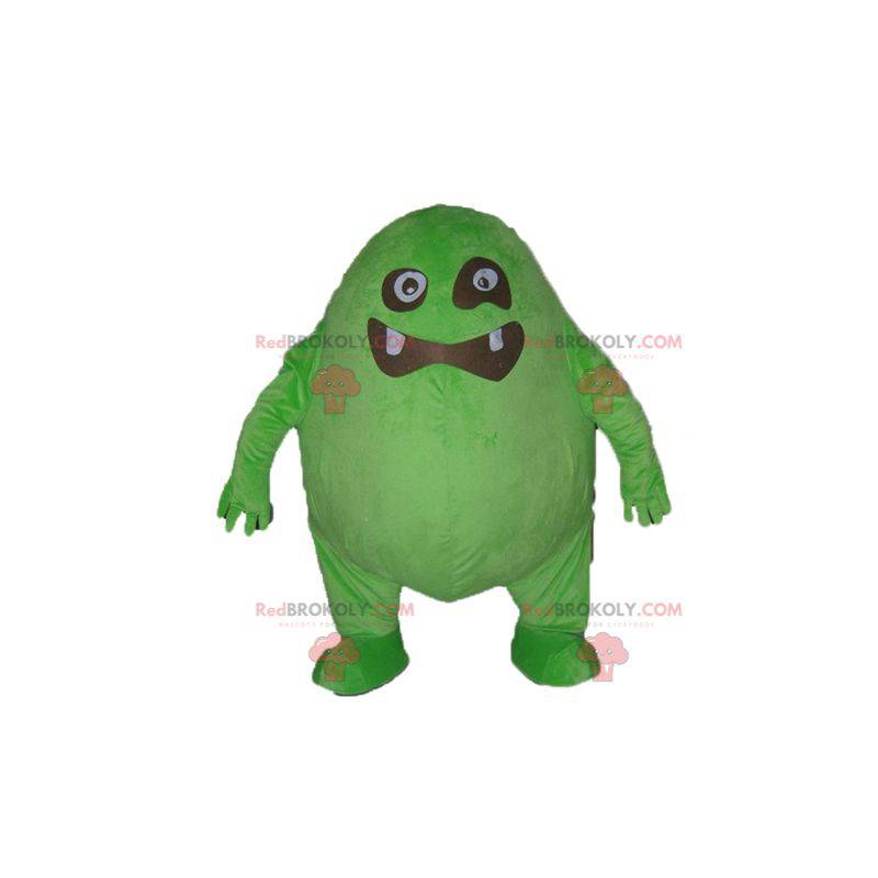 Mascote grande monstro verde e preto engraçado e original -