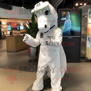 White Horse mascot costume character dressed with a Jumpsuit and Hats