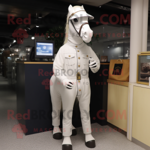 White Horse mascot costume character dressed with a Jumpsuit and Hats