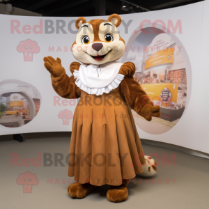Brown Ermine mascot costume character dressed with a A-Line Skirt and Anklets