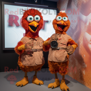 Rust Hens mascot costume character dressed with a Playsuit and Smartwatches