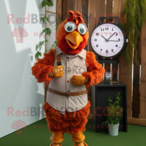 Rust Hens mascot costume character dressed with a Playsuit and Smartwatches