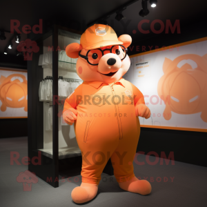 Orange Pig maskot kostume...