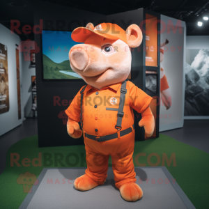 Orange Pig maskot kostume...