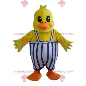 Yellow duck chick maskot med kjeledress - Redbrokoly.com