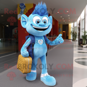 Sky Blue Demon maskot drakt...