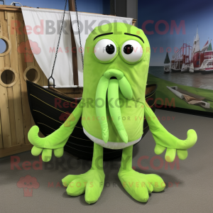 Limegrøn Kraken maskot...