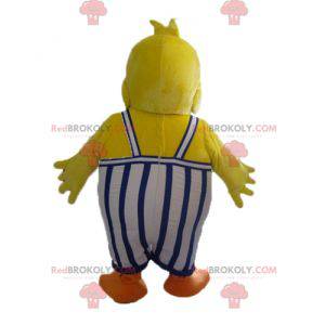 Yellow duck chick mascot with overalls - Redbrokoly.com