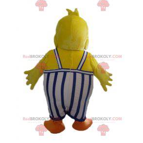 Geel eendje kuiken mascotte met overall - Redbrokoly.com