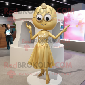 Gold Engagement Ring mascot costume character dressed with a Bikini and Shoe clips