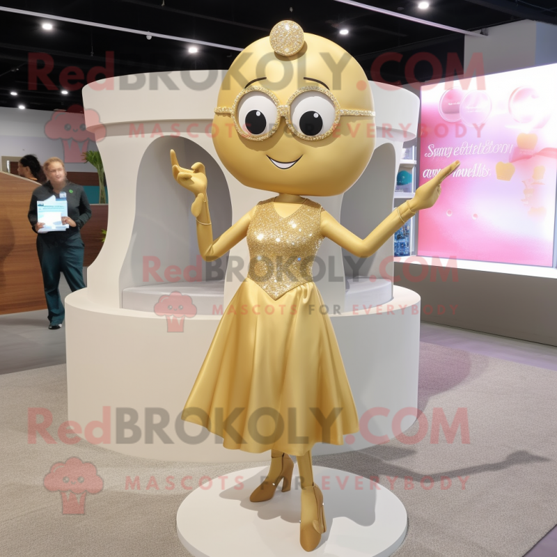 Gold Engagement Ring mascot costume character dressed with a Bikini and Shoe clips Gold Engagement Ring mascot costume character dressed with a Bikini and Shoe clips