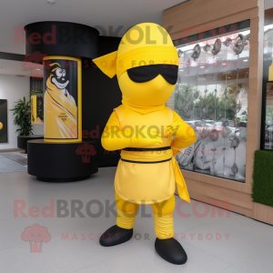 Geel Ninja mascotte kostuum...