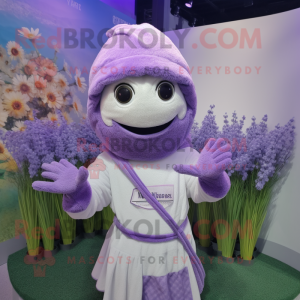 Lavender Bouquet Of Flowers mascot costume character dressed with a Hoodie and Bracelets