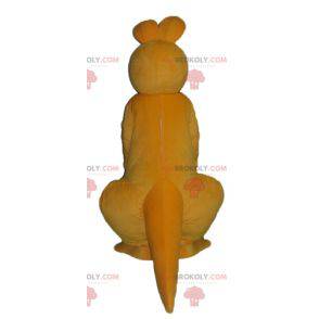 Mascote canguru gigante e bem-sucedido de laranja e branco -