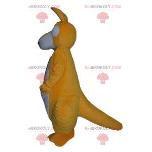 Mascotte de kangourou orange et blanc géant et très réussi -