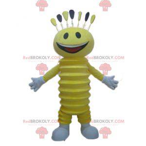 Mascote do boneco de neve amarelo muito sorridente -