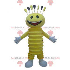 Mascotte de bonhomme jaune très souriant - Redbrokoly.com