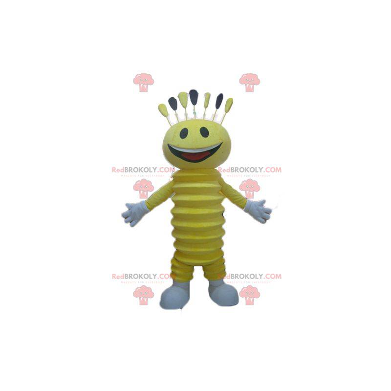 Mascota de muñeco de nieve amarillo muy sonriente - Mascota de muñeco de nieve amarillo muy sonriente -