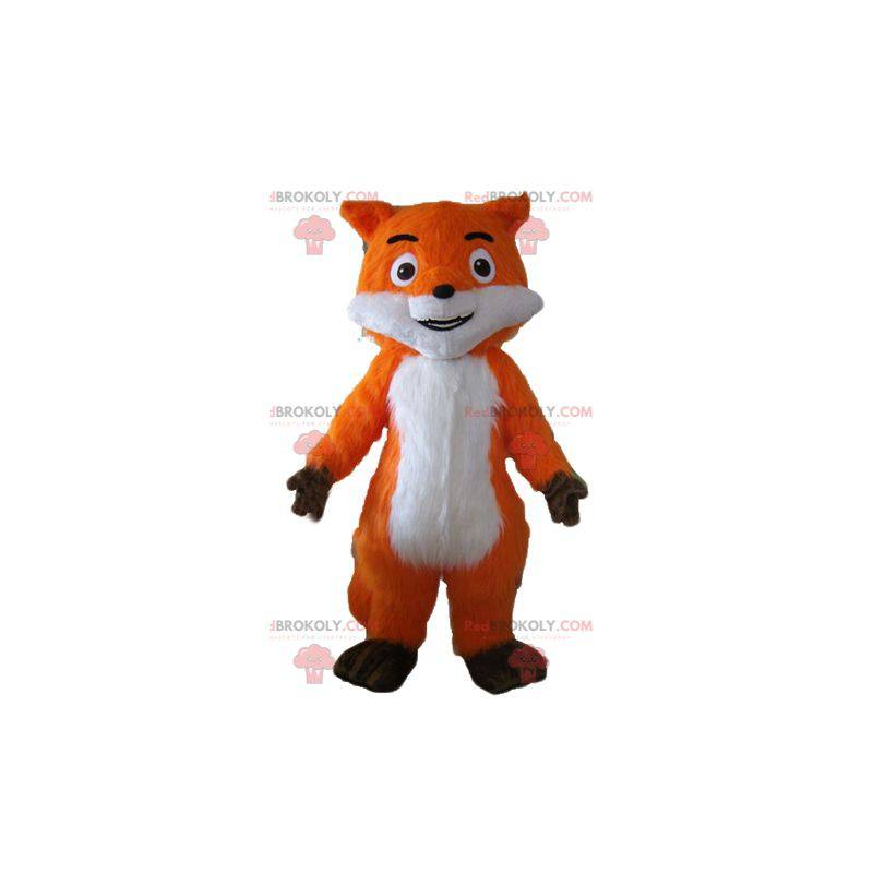 Belle mascotte de renard orange blanc et marron très réaliste -