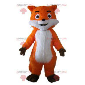 Vacker maskot orange räv vit och brun mycket realistisk -