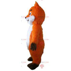 Mooie mascotte oranje vos wit en bruin zeer realistisch -