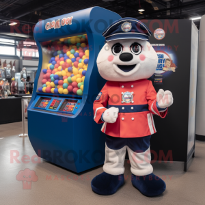 Navy Gumball Machine mascot costume character dressed with a Joggers and Cummerbunds
