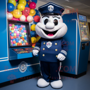 Navy Gumball Machine mascot costume character dressed with a Joggers and Cummerbunds