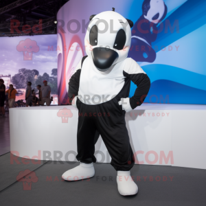 White Killer Whale mascot costume character dressed with a Joggers and Belts