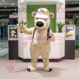 Beige Tapir maskot kostume...