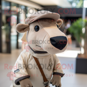 Beige Tapir maskot kostume...