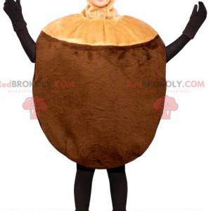Giant brown coconut mascot