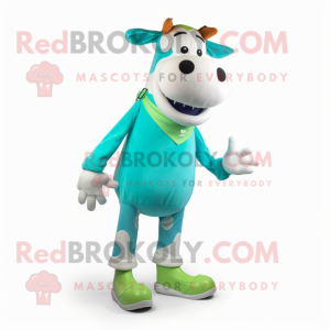 Cyan Guernsey Cow maskot...