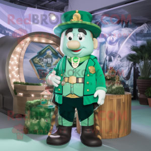 Green Ring Master mascot costume character dressed with a Cargo Shorts and Necklaces