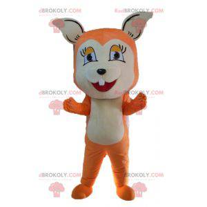 Mascotte de renard orange et blanc mignon et attendrissant -
