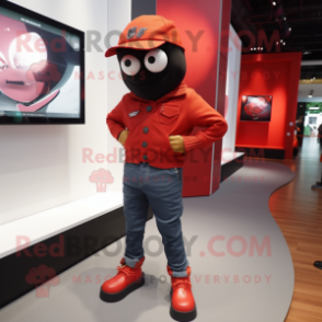 Red Alliance mascot costume character dressed with a Skinny Jeans and Watches