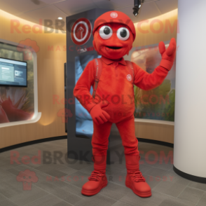 Red Alliance mascot costume character dressed with a Skinny Jeans and Watches
