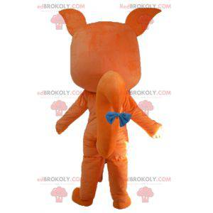 Mascotte de renard orange et blanc mignon et attendrissant -