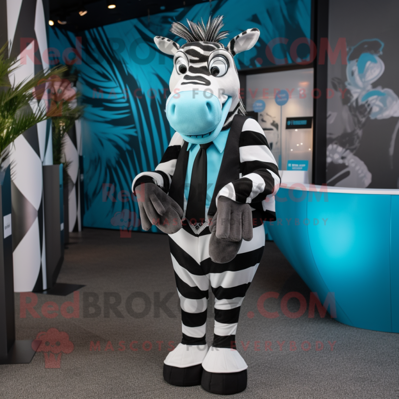 Cyan Zebra mascot costume character dressed with a Tuxedo and Scarf clips Cyan Zebra mascot costume character dressed with a Tuxedo and Scarf clips