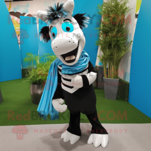Cyan Zebra mascot costume character dressed with a Tuxedo and Scarf clips