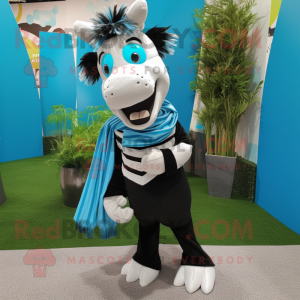 Cyan Zebra maskot kostume...