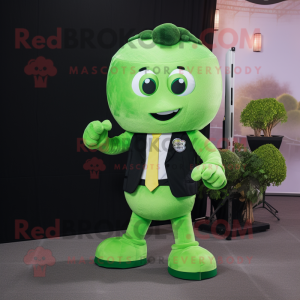 Lime Green Broccoli mascot costume character dressed with a Suit Jacket and Keychains